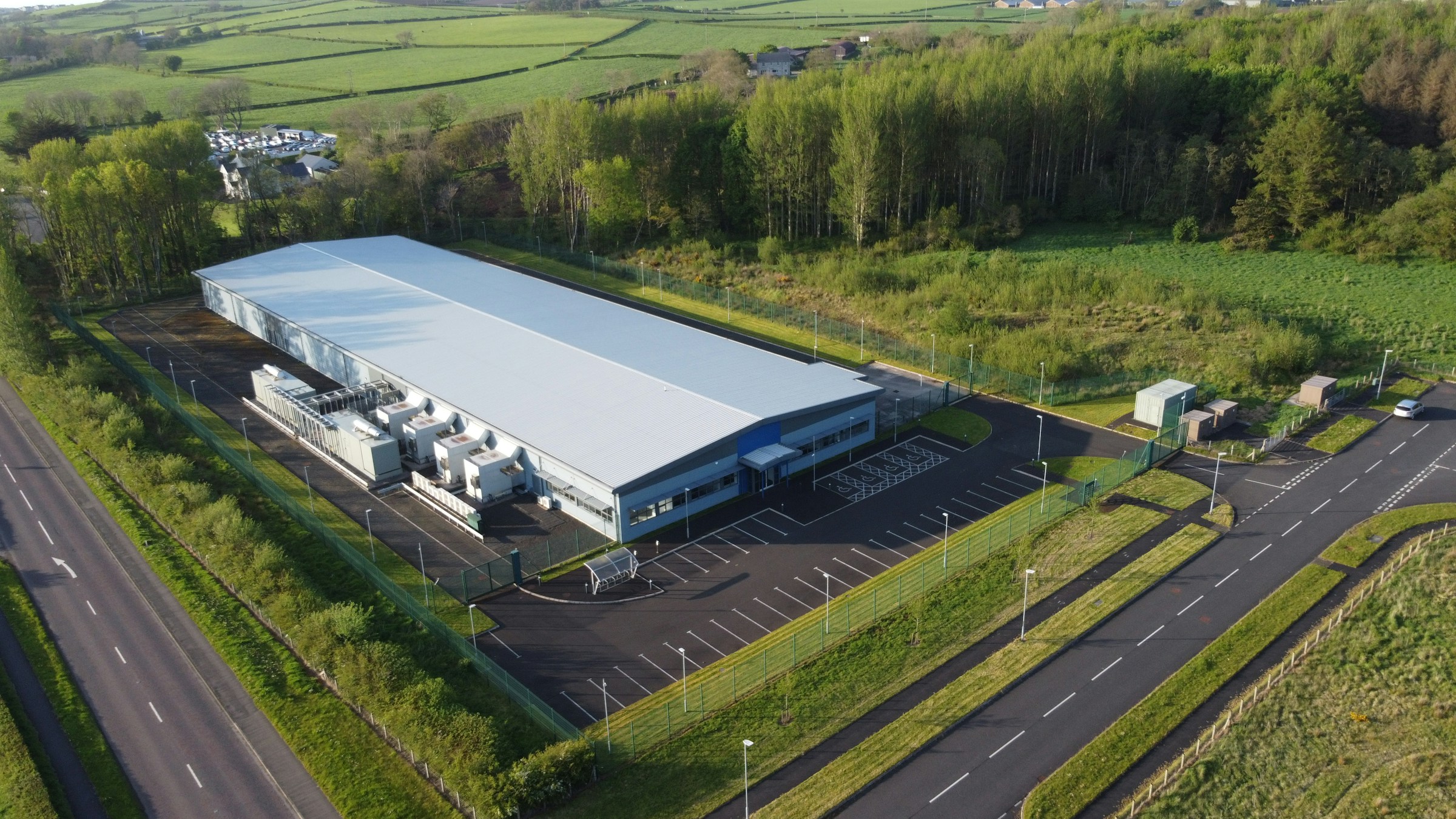 Aerial view of a data center in Coleraine
